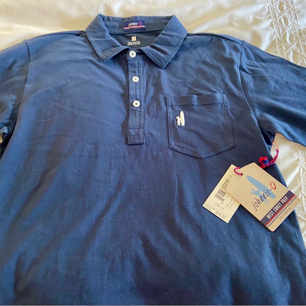 NWT Johnnie-O Navy Polo, Size 12